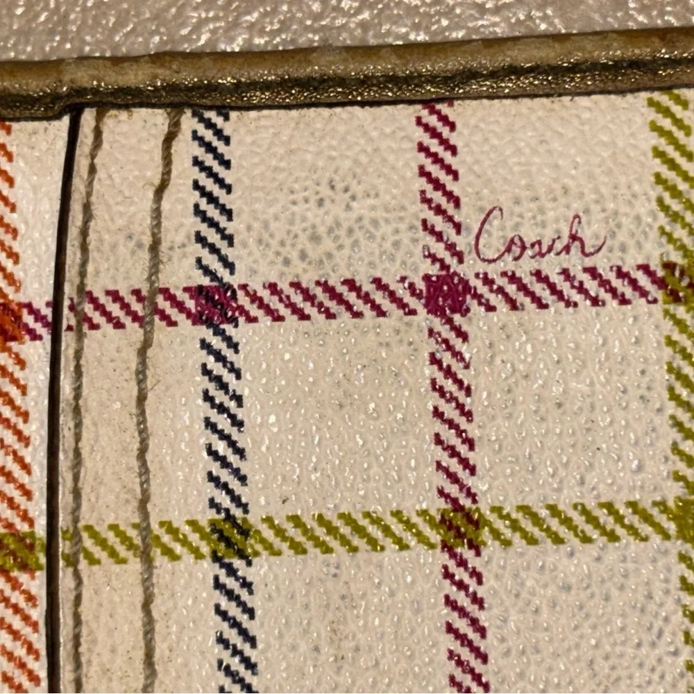 Coach Multicolor Plaid Wristlet Wallet Id Mini